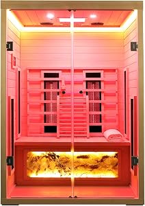 KUNSANA Ceramic Infrared Saunas 2 Person, Infrared Sauna with Red Light Therapy, Far &