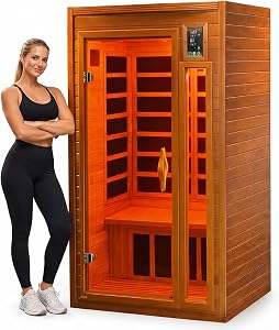 DYNAMIC SAUNAS Barcelona 1- to 2-Person Low EMF FAR Infrared Sauna with Red Light Therapy