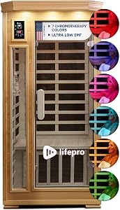 LifePro Rejuvacure 1 or 2 Person Indoor Sauna — Far Infrared Sauna for Home with Chromothe