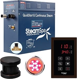STEAMSPA 9kW Steam Sauna Generator Sentry Series 240V Steam Generator with Touch Screen, S