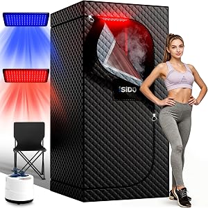 ISIDO Infrared Steam Sauna with 660nm Red & Blue Light Therapy & 850nm Infrared Li