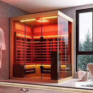MEISSALIVVE Full Spectrum Infrared Sauna,3-4 Person Home Sauna,Wooden Canadian Hemlock Lux