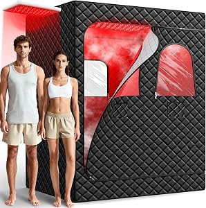 iTHERAU 2 Person Infrared Sauna Box for Home, Portable Steam Sauna Room with 660nm&850nm R