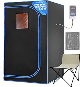 SereneLife Portable Sauna Box for Home, Infrared Sauna Tent with Heated Foot Pad and Foldi