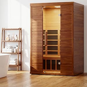 EASYHAWK 2 Person Infrared Sauna for Home, Low EMF FAR Indoor Wooden Dry Sauna Room with R