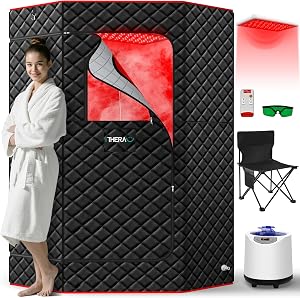 I-THERA-U XL Infrared Sauna Box with True 660 & 850nm Red Light Therapy Lamp, Portable