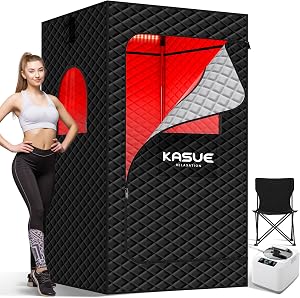 KASUE Portable Steam Sauna Tent for Home, Infrared Sauna with 3L Steamer, 9 Temp Levels &a