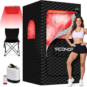 Infrared Sauna Box, Portable Steam Infrared Sauna with Red Light Therapy for Body, Sauna T