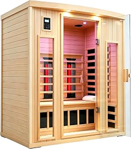 KUNSANA 3 Person Infrared Sauna, Ceramic Infrared Sauna 3 Person, Far Infrared Saunas for