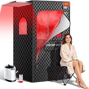 Viconor Portable Sauna Box, Infrared Sauna With 660nm Red Light & 850nm Infrared Red L